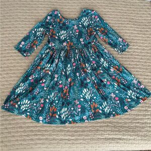 Floral Twirl Dress with 3/4 Length Sleeve